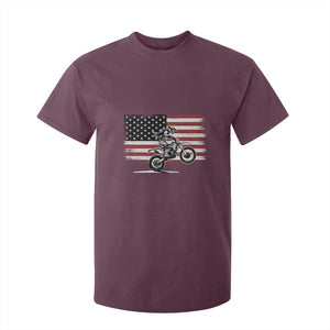 Dirt Bike Woman Rider T Shirt For Kid American Flag Motocross Biker TS11 Maroon Print Your Wear