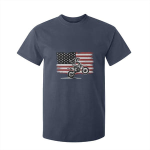 Dirt Bike Woman Rider T Shirt For Kid American Flag Motocross Biker TS11 Navy Print Your Wear