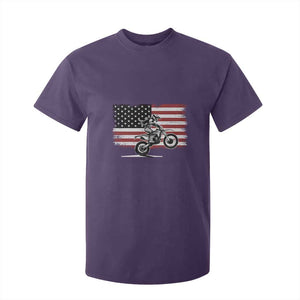 Dirt Bike Woman Rider T Shirt For Kid American Flag Motocross Biker TS11 Purple Print Your Wear