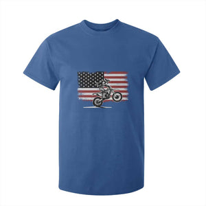 Dirt Bike Woman Rider T Shirt For Kid American Flag Motocross Biker TS11 Royal Blue Print Your Wear
