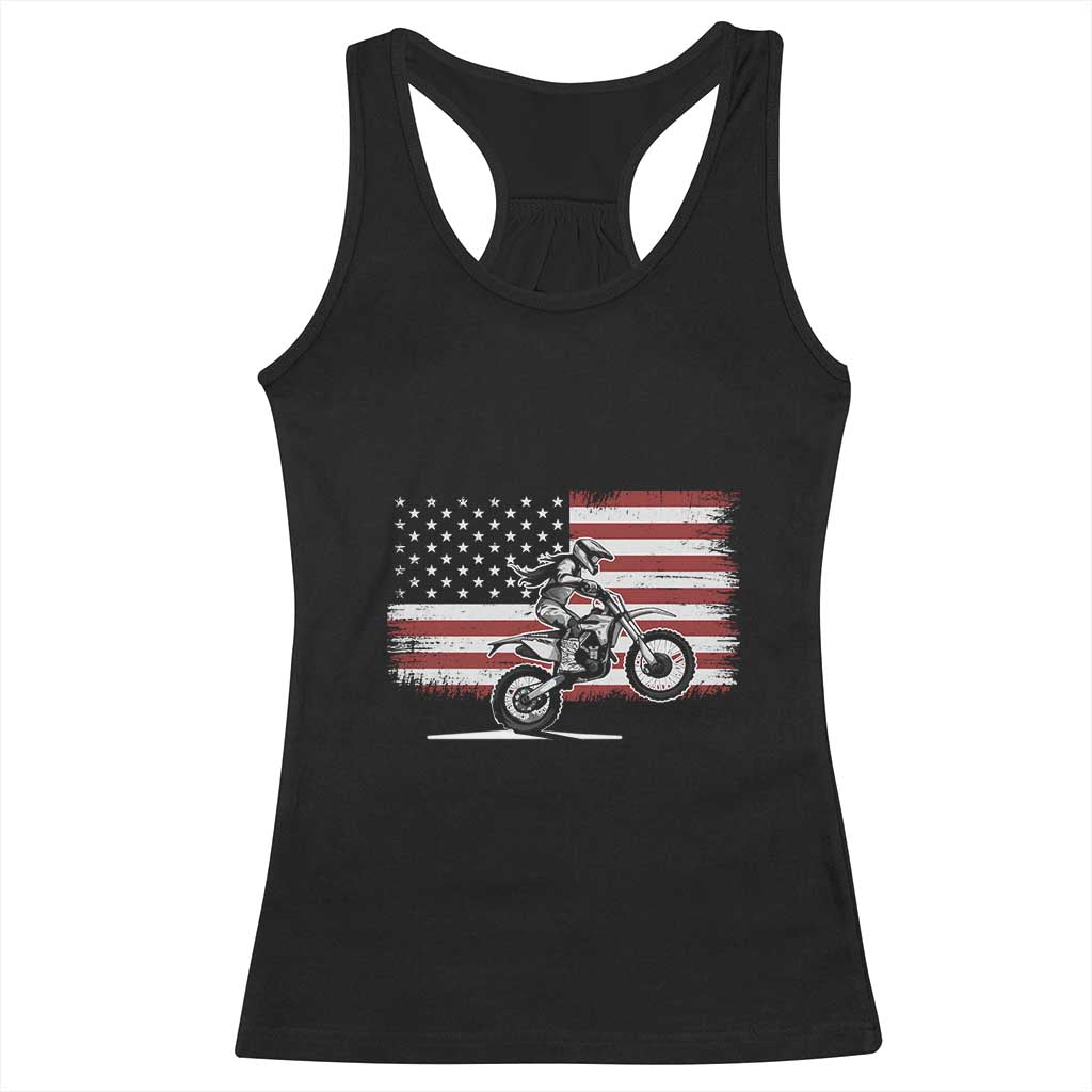Dirt Bike Woman Rider Racerback Tank Top American Flag Motocross Biker TS11 Black Print Your Wear