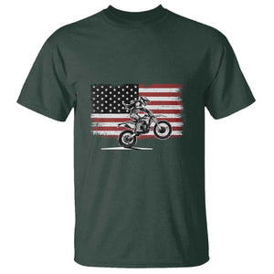 Dirt Bike Woman Rider T Shirt American Flag Motocross Biker TS11 Dark Forest Green Print Your Wear