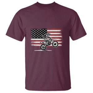 Dirt Bike Woman Rider T Shirt American Flag Motocross Biker TS11 Maroon Print Your Wear