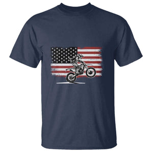 Dirt Bike Woman Rider T Shirt American Flag Motocross Biker TS11 Navy Print Your Wear
