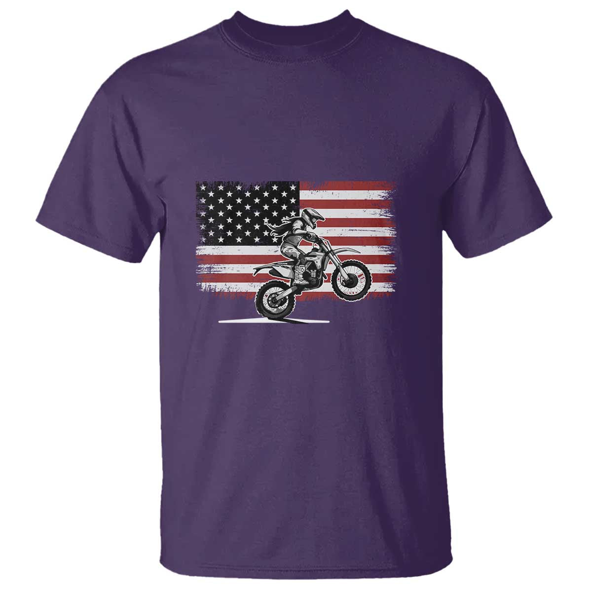 Dirt Bike Woman Rider T Shirt American Flag Motocross Biker TS11 Purple Print Your Wear