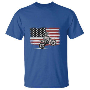 Dirt Bike Woman Rider T Shirt American Flag Motocross Biker TS11 Royal Blue Print Your Wear