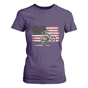 Dirt Bike Woman Rider T Shirt For Women American Flag Motocross Biker TS11 Purple Print Your Wear
