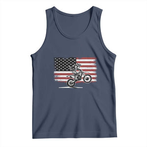 Dirt Bike Woman Rider Tank Top American Flag Motocross Biker TS11 Navy Print Your Wear