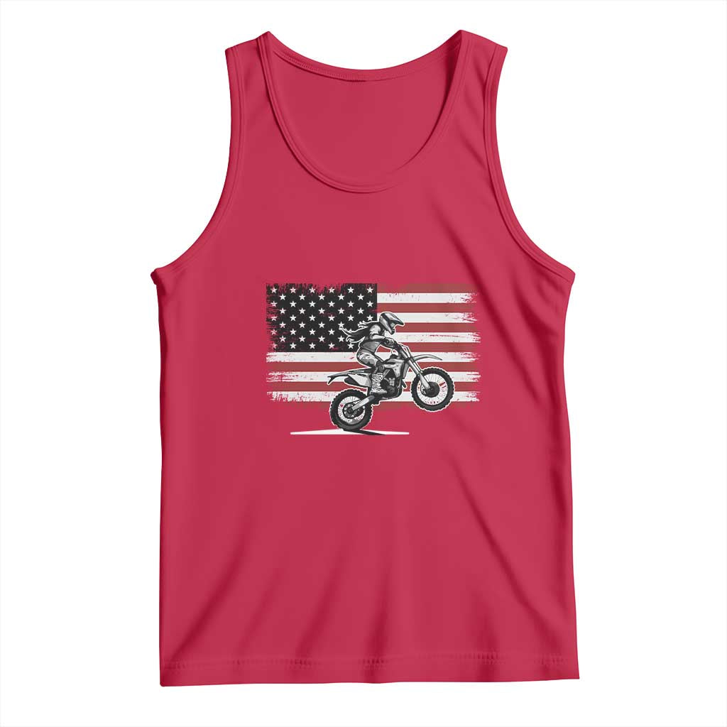 Dirt Bike Woman Rider Tank Top American Flag Motocross Biker TS11 Red Print Your Wear