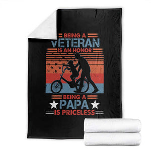 Veteran Father Throw Blanket Being A Veteran Is An Honor Being A Papa Is Priceless TS11 Black Print Your Wear