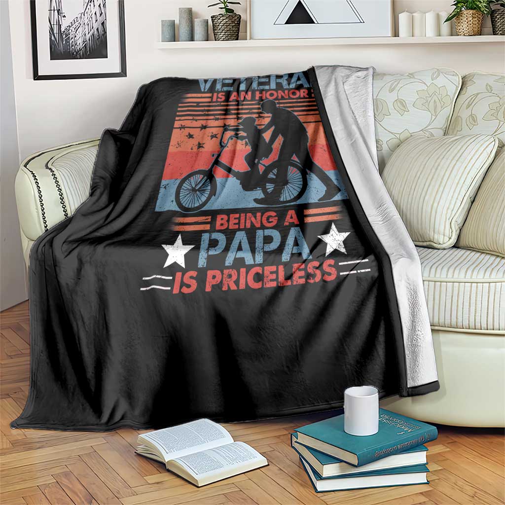 Veteran Father Throw Blanket Being A Veteran Is An Honor Being A Papa Is Priceless TS11 Print Your Wear