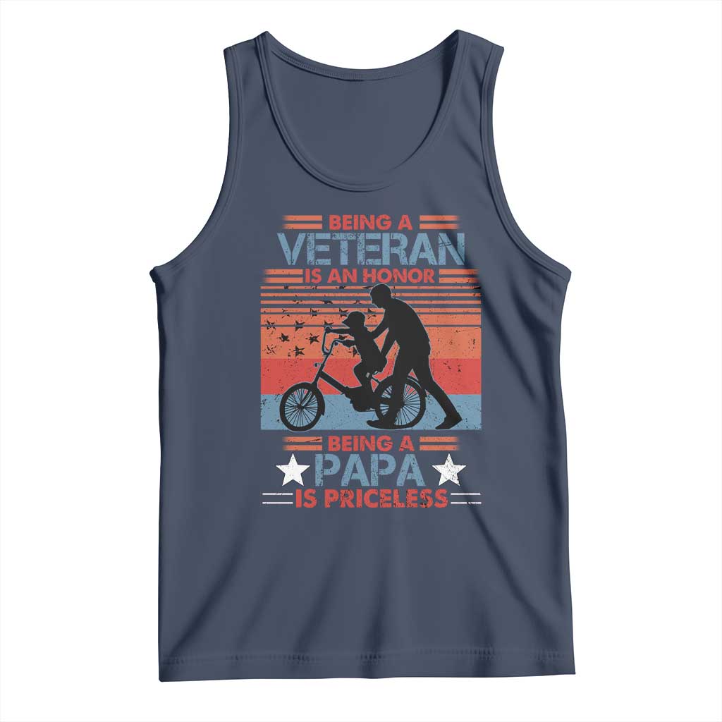 Veteran Father Tank Top Being A Veteran Is An Honor Being A Papa Is Priceless TS11 Navy Print Your Wear