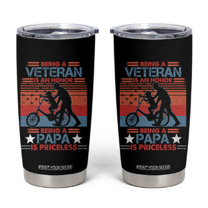 Veteran Father Tumbler Cup Being A Veteran Is An Honor Being A Papa Is Priceless TS11 Black Print Your Wear