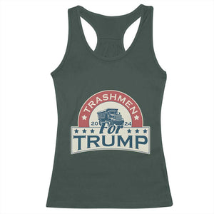 Trashmen For Trump 2024 Racerback Tank Top US Election 2024 Garbage Truck TS11 Dark Forest Green Print Your Wear