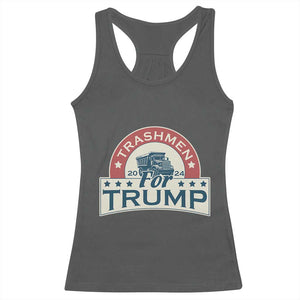 Trashmen For Trump 2024 Racerback Tank Top US Election 2024 Garbage Truck TS11 Dark Heather Print Your Wear