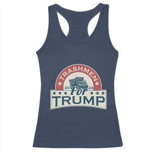 Trashmen For Trump 2024 Racerback Tank Top US Election 2024 Garbage Truck TS11 Navy Print Your Wear