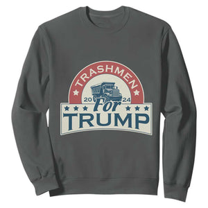 Trashmen For Trump 2024 Sweatshirt US Election 2024 Garbage Truck TS11 Dark Heather Print Your Wear