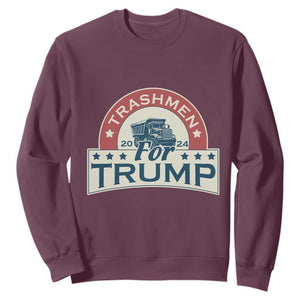Trashmen For Trump 2024 Sweatshirt US Election 2024 Garbage Truck TS11 Maroon Print Your Wear
