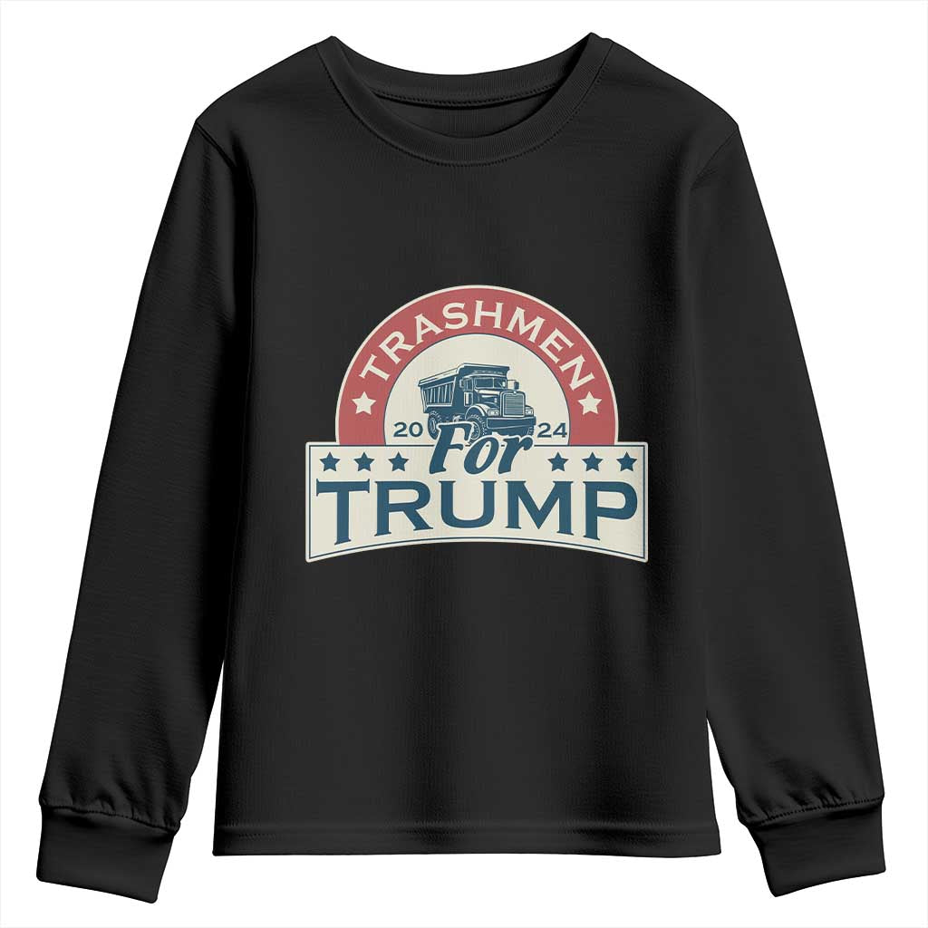 Trashmen For Trump 2024 Youth Sweatshirt US Election 2024 Garbage Truck TS11 Black Print Your Wear