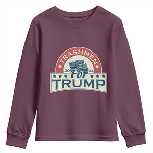 Trashmen For Trump 2024 Youth Sweatshirt US Election 2024 Garbage Truck TS11 Maroon Print Your Wear