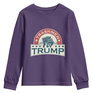 Trashmen For Trump 2024 Youth Sweatshirt US Election 2024 Garbage Truck TS11 Purple Print Your Wear