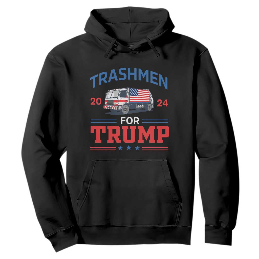 Trashmen For Trump 2024 Hoodie US Election 2024 Garbage Truck Star TS11 Black Print Your Wear