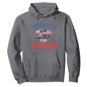 Trashmen For Trump 2024 Hoodie US Election 2024 Garbage Truck Star TS11 Charcoal Print Your Wear