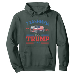 Trashmen For Trump 2024 Hoodie US Election 2024 Garbage Truck Star TS11 Dark Forest Green Print Your Wear