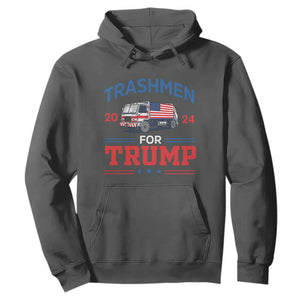 Trashmen For Trump 2024 Hoodie US Election 2024 Garbage Truck Star TS11 Dark Heather Print Your Wear