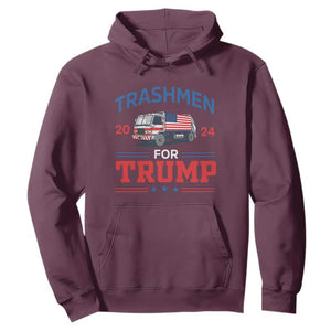 Trashmen For Trump 2024 Hoodie US Election 2024 Garbage Truck Star TS11 Maroon Print Your Wear