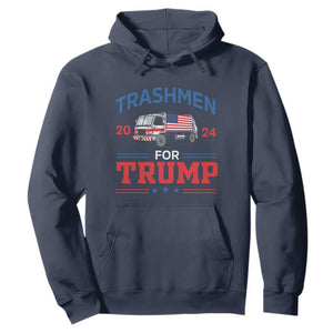 Trashmen For Trump 2024 Hoodie US Election 2024 Garbage Truck Star TS11 Navy Print Your Wear