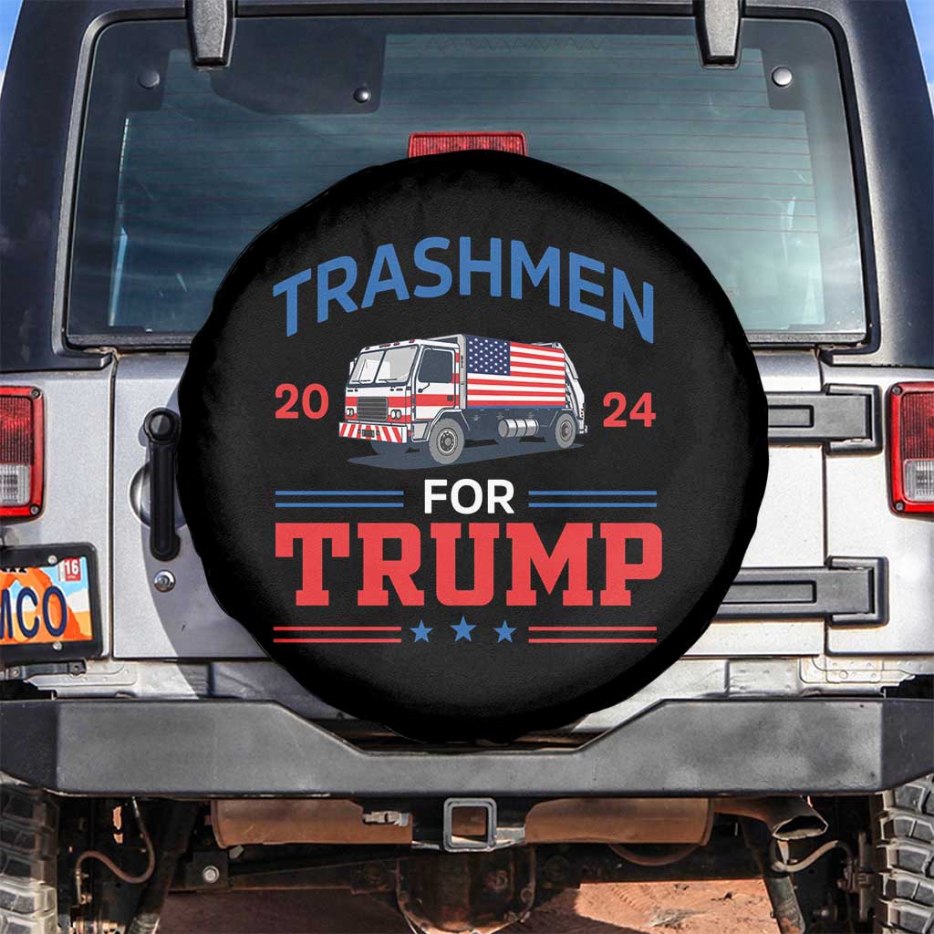 Trashmen For Trump 2024 Spare Tire Cover US Election 2024 Garbage Truck Star TS11 No hole Black Print Your Wear