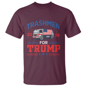 Trashmen For Trump 2024 T Shirt US Election 2024 Garbage Truck Star TS11 Maroon Print Your Wear