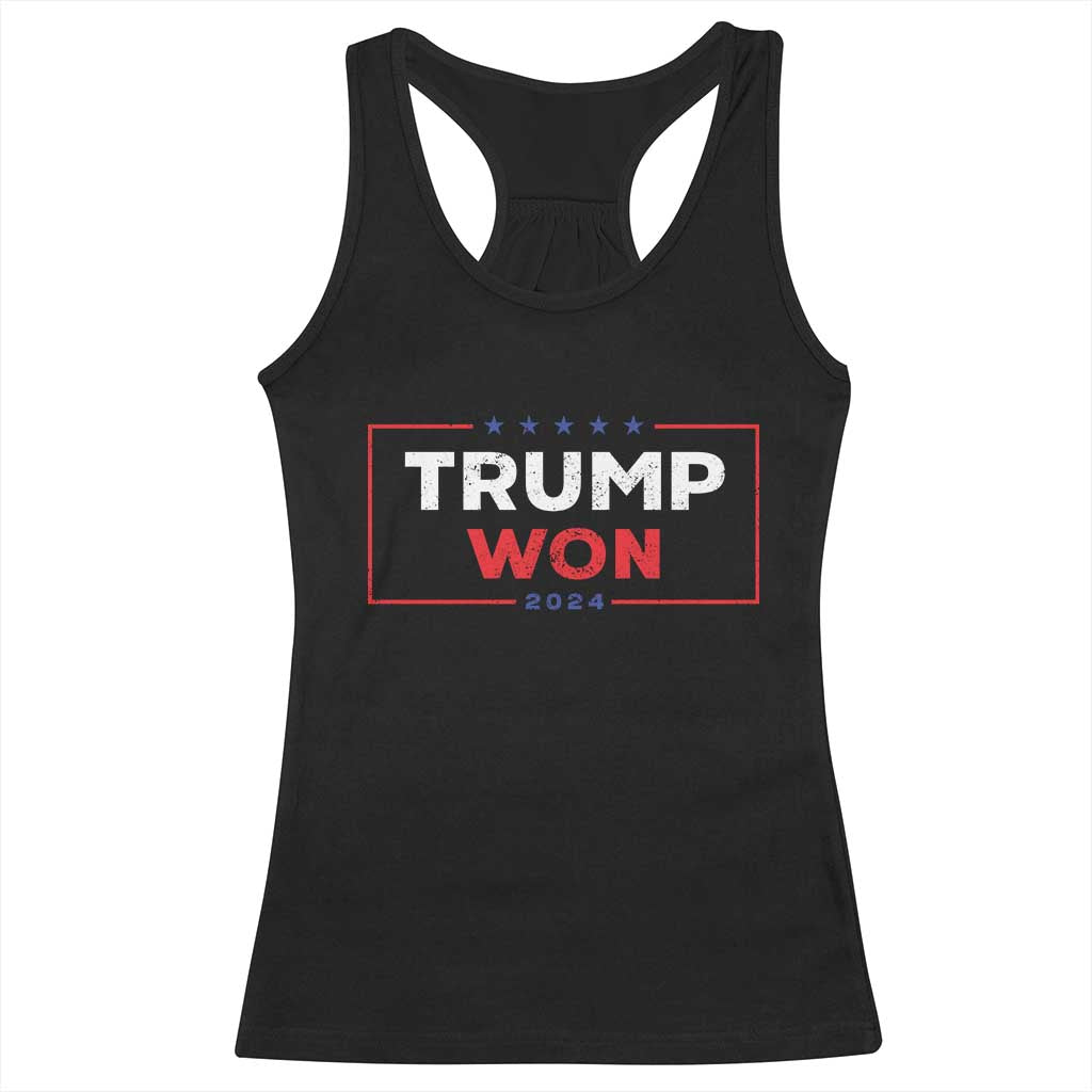 Trump Won 2024 Racerback Tank Top The 47th US President 2024 USA Election TS11 Black Print Your Wear