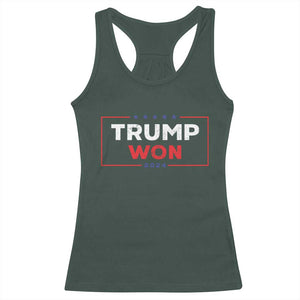 Trump Won 2024 Racerback Tank Top The 47th US President 2024 USA Election TS11 Dark Forest Green Print Your Wear