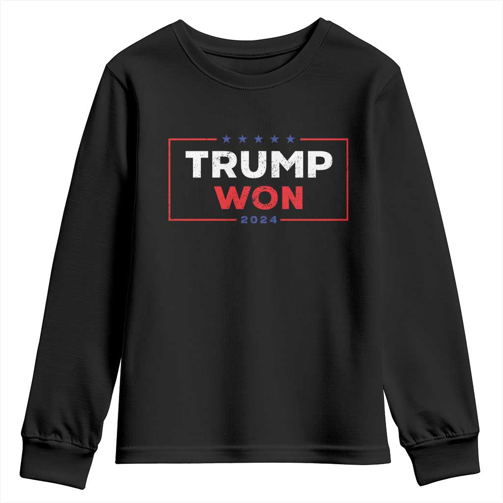 Trump Won 2024 Youth Sweatshirt The 47th US President 2024 USA Election TS11 Black Print Your Wear