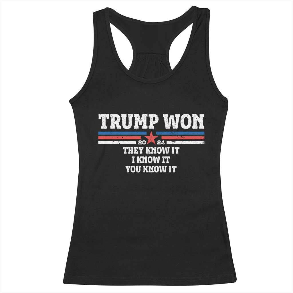 Trump Won 2024 Racerback Tank Top They I And You Know It The 47th US President 2024 TS11 Black Print Your Wear