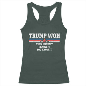 Trump Won 2024 Racerback Tank Top They I And You Know It The 47th US President 2024 TS11 Dark Forest Green Print Your Wear