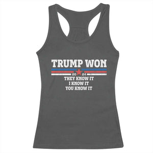 Trump Won 2024 Racerback Tank Top They I And You Know It The 47th US President 2024 TS11 Dark Heather Print Your Wear