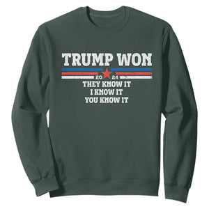 Trump Won 2024 Sweatshirt They I And You Know It The 47th US President 2024 TS11 Dark Forest Green Print Your Wear
