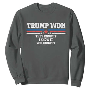 Trump Won 2024 Sweatshirt They I And You Know It The 47th US President 2024 TS11 Dark Heather Print Your Wear