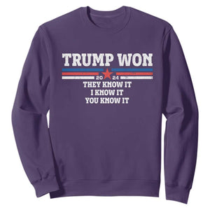 Trump Won 2024 Sweatshirt They I And You Know It The 47th US President 2024 TS11 Purple Print Your Wear