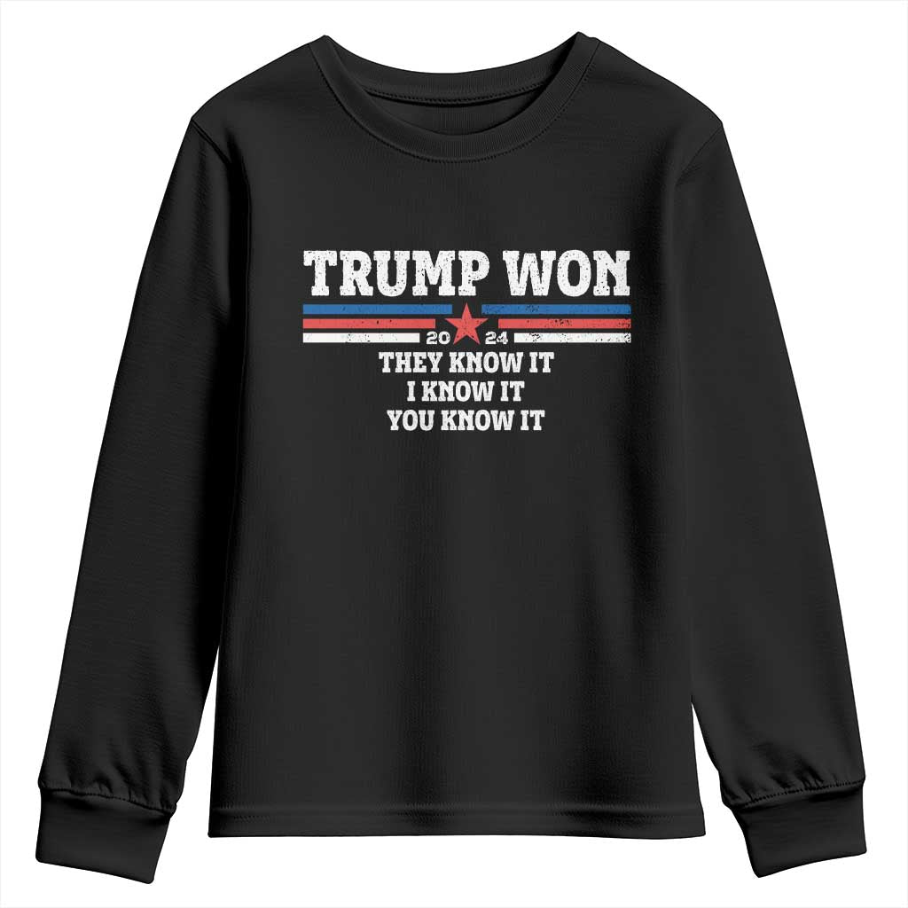 Trump Won 2024 Youth Sweatshirt They I And You Know It The 47th US President 2024 TS11 Black Print Your Wear