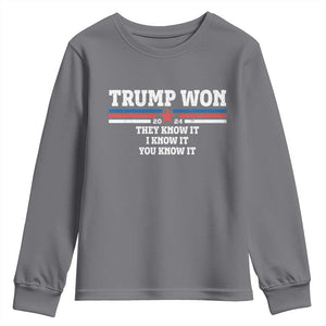 Trump Won 2024 Youth Sweatshirt They I And You Know It The 47th US President 2024 TS11 Charcoal Print Your Wear