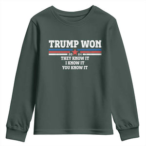 Trump Won 2024 Youth Sweatshirt They I And You Know It The 47th US President 2024 TS11 Dark Forest Green Print Your Wear