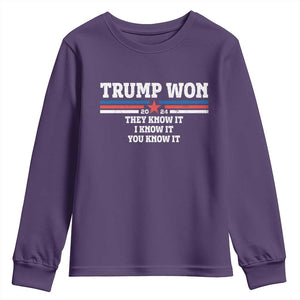Trump Won 2024 Youth Sweatshirt They I And You Know It The 47th US President 2024 TS11 Purple Print Your Wear