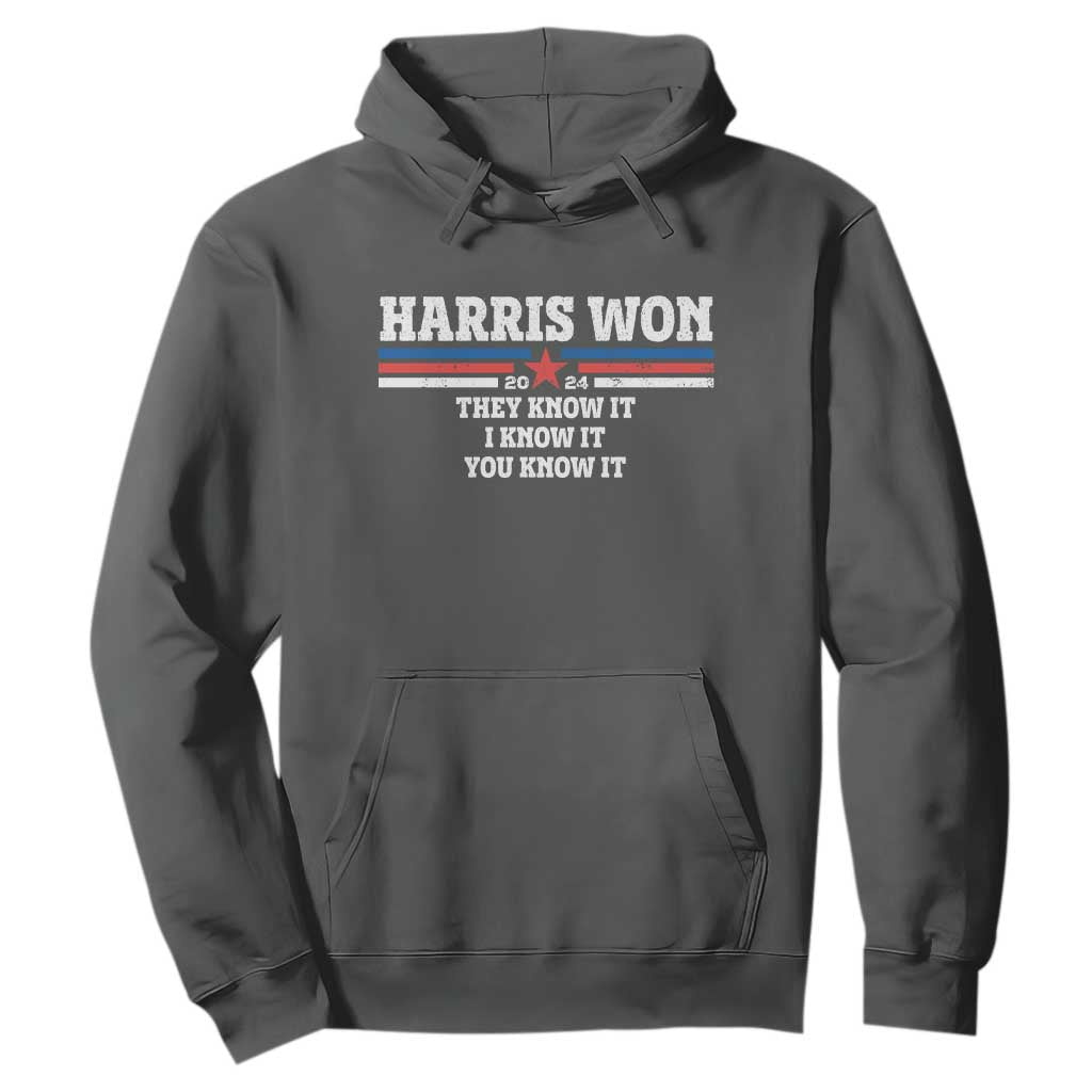 Harris Won 2024 Hoodie They I And You Know It US Election TS11 Dark Heather Print Your Wear