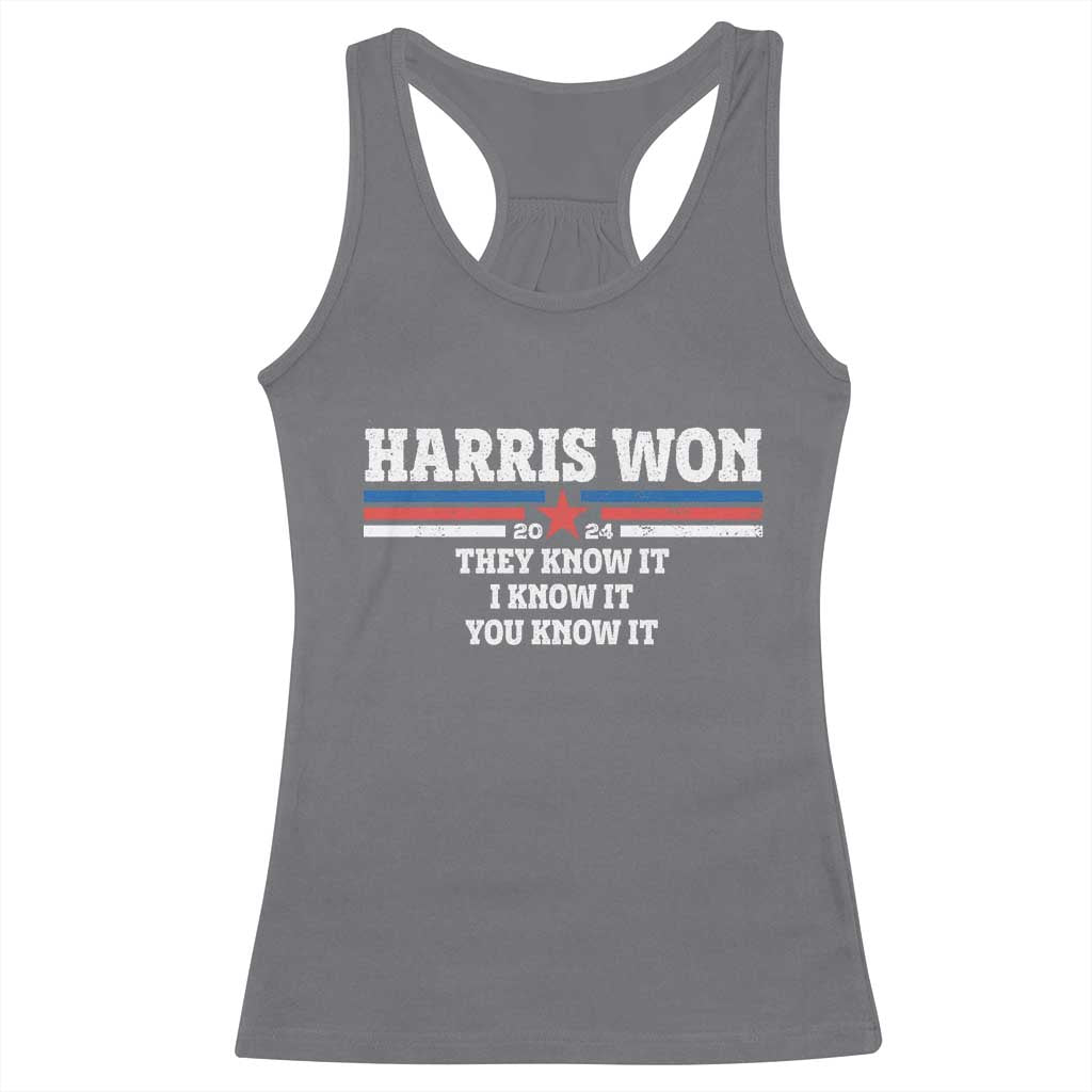 Harris Won 2024 Racerback Tank Top They I And You Know It US Election TS11 Charcoal Print Your Wear