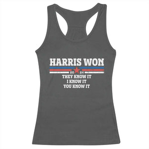 Harris Won 2024 Racerback Tank Top They I And You Know It US Election TS11 Dark Heather Print Your Wear