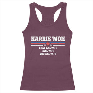 Harris Won 2024 Racerback Tank Top They I And You Know It US Election TS11 Maroon Print Your Wear